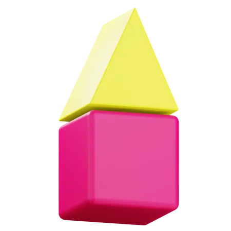 Cube And Triangular Prism  3D Icon