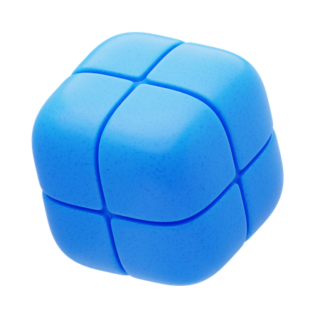 Cube coussiné abstrait en résine plastique bleu  3D Icon