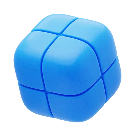 Cube coussiné abstrait en résine plastique bleu  3D Icon