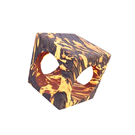 Forme abstraite de roche de lave de cube creux  3D Icon