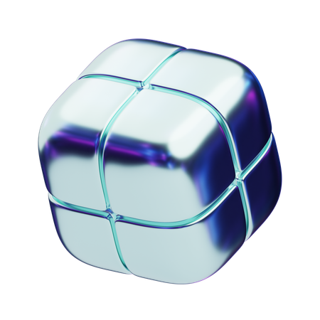 Cube divisé brillant abstrait chromatique  3D Icon