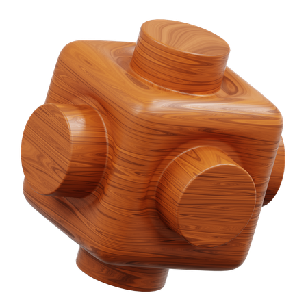 Cube en bois aux bords arrondis et aux protubérances cylindriques  3D Icon