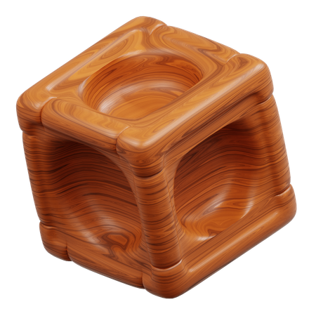 Cube en bois marron avec sections encastrées  3D Icon