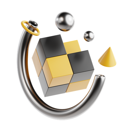 Forme abstraite de cube  3D Icon