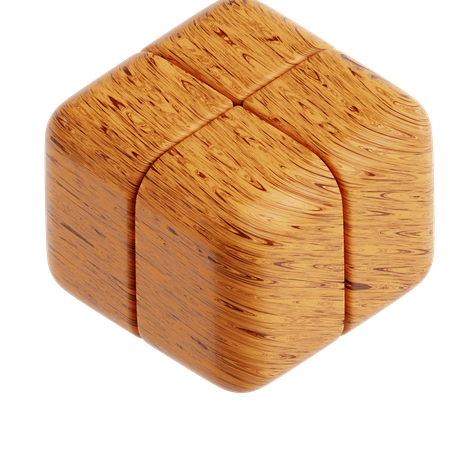 Forme abstraite de cube en bois  3D Icon