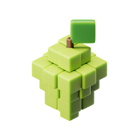 Cube Grapes Green  3D Icon