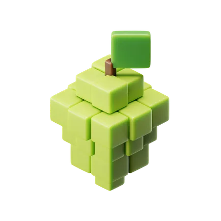 Cube Grapes Green  3D Icon