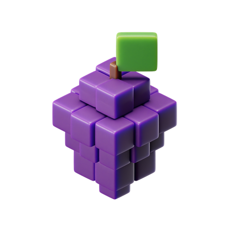 Cube Grapes Purple  3D Icon