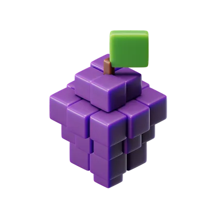 Cube Grapes Purple  3D Icon