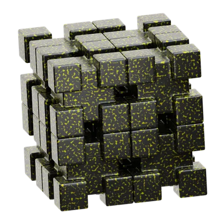 Metalic Cube Abstract Shape  3D Icon