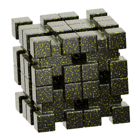 Forme abstraite de cube métallique  3D Icon