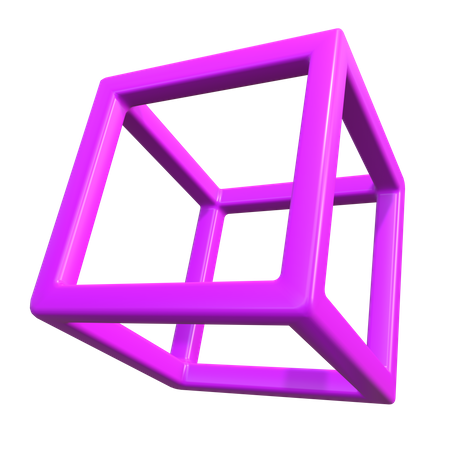 Cube Outline Shape 3D Icon