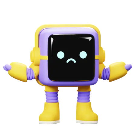 Cube robot confuse  3D Illustration