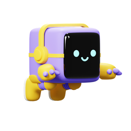 Robot cube flottant  3D Illustration