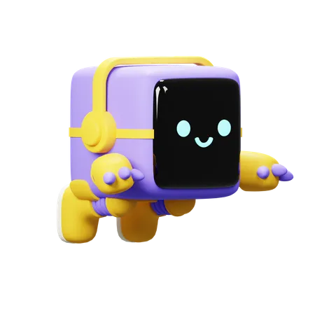 Robot cube flottant  3D Illustration