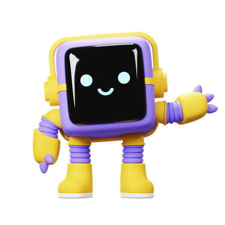 Cube robot Say Hello  3D Illustration