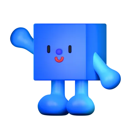 Cube Shape Saying Hello  3D Illustration