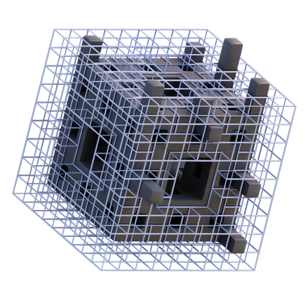Cube Sponge Wireframe  3D Icon