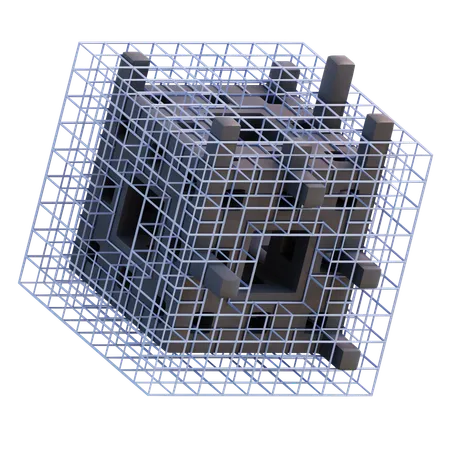 Cube Sponge Wireframe  3D Icon