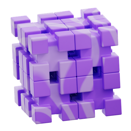 Cube Stack Gradient Purple Abstract Shape  3D Icon