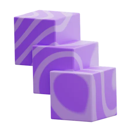 Cube Stack Gradient Purple Abstract Shape  3D Icon