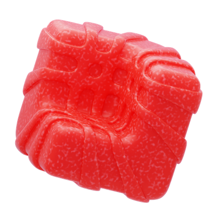 Cube torsadé en résine plastique rouge  3D Icon