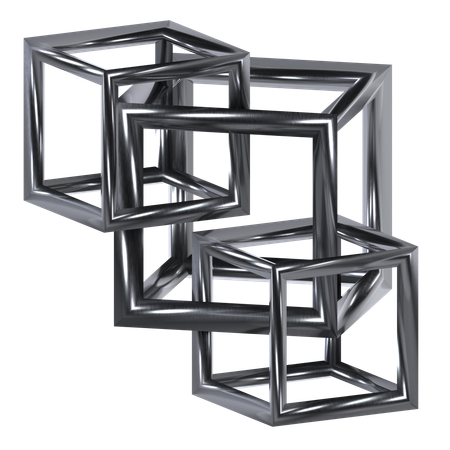 Cubes Abstract Chrome Shape  3D Icon