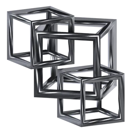 Cubes Abstract Chrome Shape  3D Icon