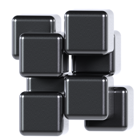 Cubes Abstract Chrome Shape  3D Icon