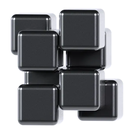 Cubes Abstract Chrome Shape  3D Icon