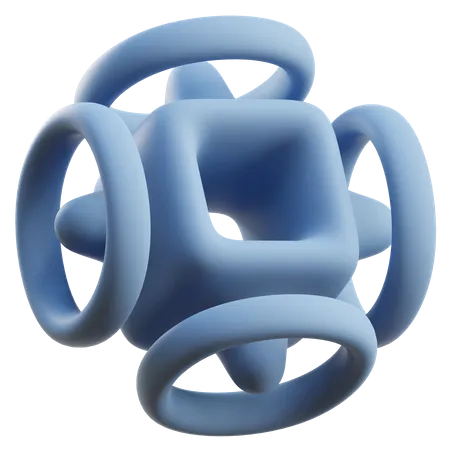 Cubo anéis forma abstrata  3D Icon
