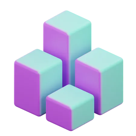 Cubo de Barra Geométrica  3D Icon