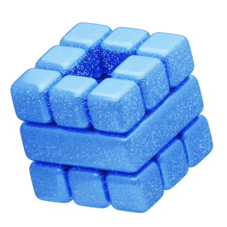 Cubo azul abstrato com glitter  3D Icon