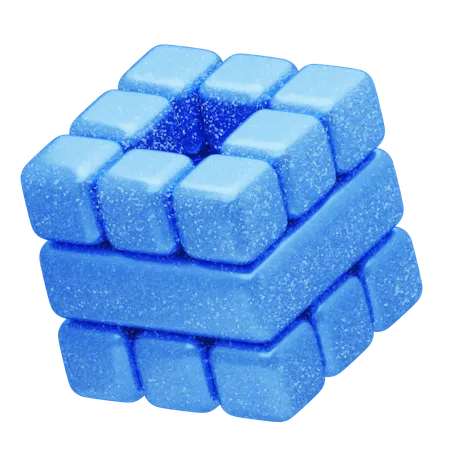 Cubo azul abstrato com glitter  3D Icon