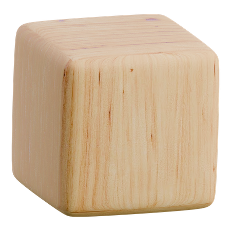 Cubo chanfrado de madeira forma abstrata  3D Icon