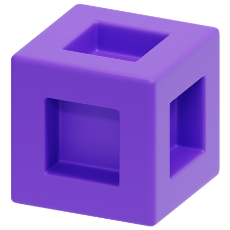 Cubo con marco morado  3D Icon