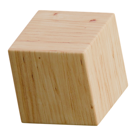 Cubo de madera con forma abstracta  3D Icon