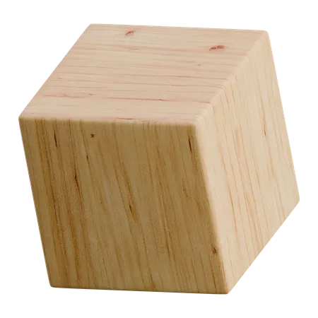 Cubo de madera con forma abstracta  3D Icon