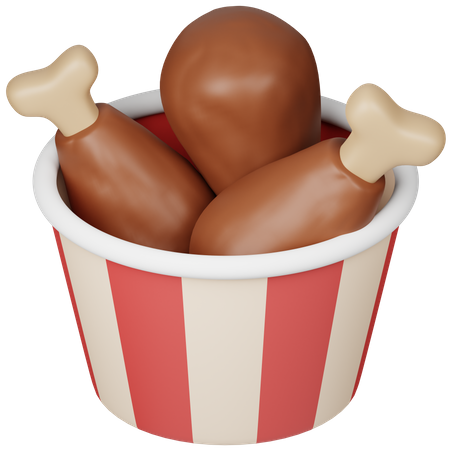 Cubo de pollo frito  3D Icon