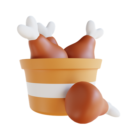 Cubo de pollo frito  3D Icon