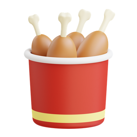 Cubo de pollo frito  3D Icon