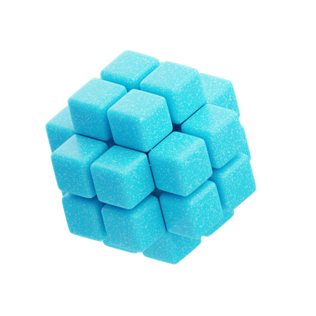 Cubo entrelazado abstracto de resina plástica de color azul cielo  3D Icon