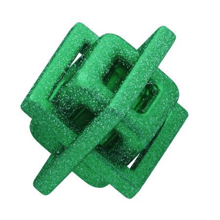 Cubo entrelazado abstracto verde brillante  3D Icon