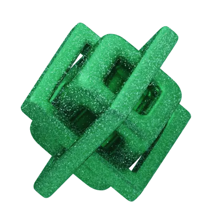 Cubo entrelazado abstracto verde brillante  3D Icon