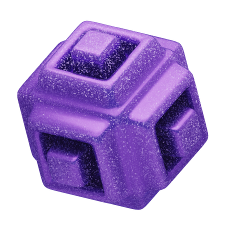 Cubo geométrico morado abstracto con purpurina  3D Icon