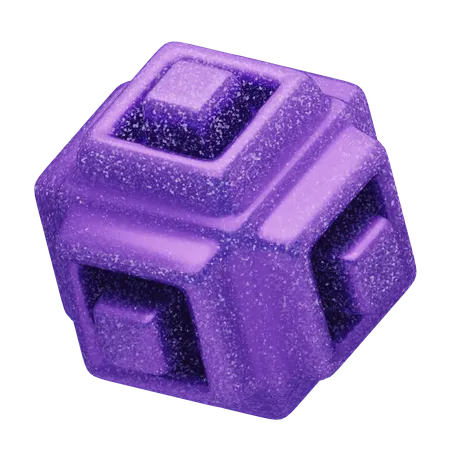 Cubo geométrico morado abstracto con purpurina  3D Icon