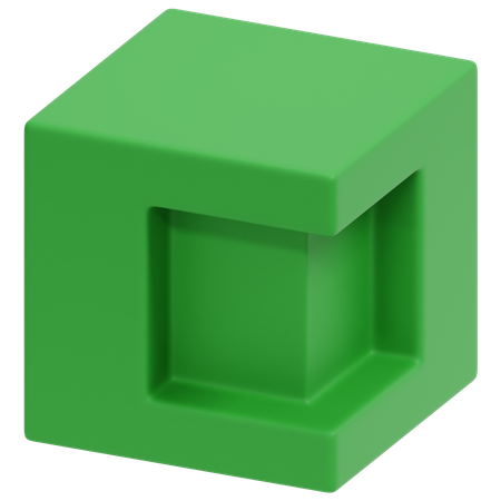 Cubo interno verde  3D Icon