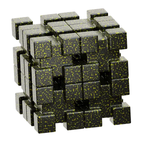 Forma abstracta de cubo metálico  3D Icon