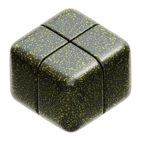 Forma Abstrata de Cubo Metálico  3D Icon