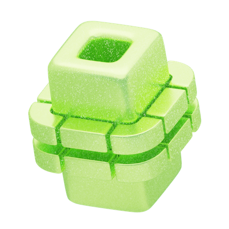 Cubo modular verde abstrato com glitter  3D Icon